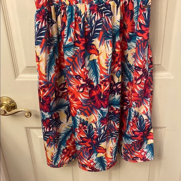 Roxy Red and Blue Summer chore Spaghetti Strap Midi Sundress - Picture 4 of 9